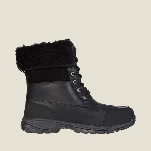 Men's UGG Butte Waterproof Boot in Black Leather. [5521]